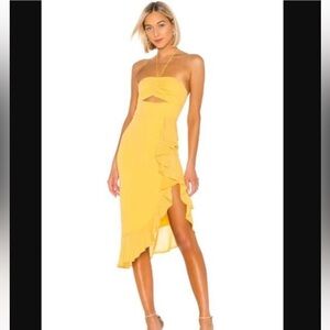 NBD Revolve Yellow Strapless Dress